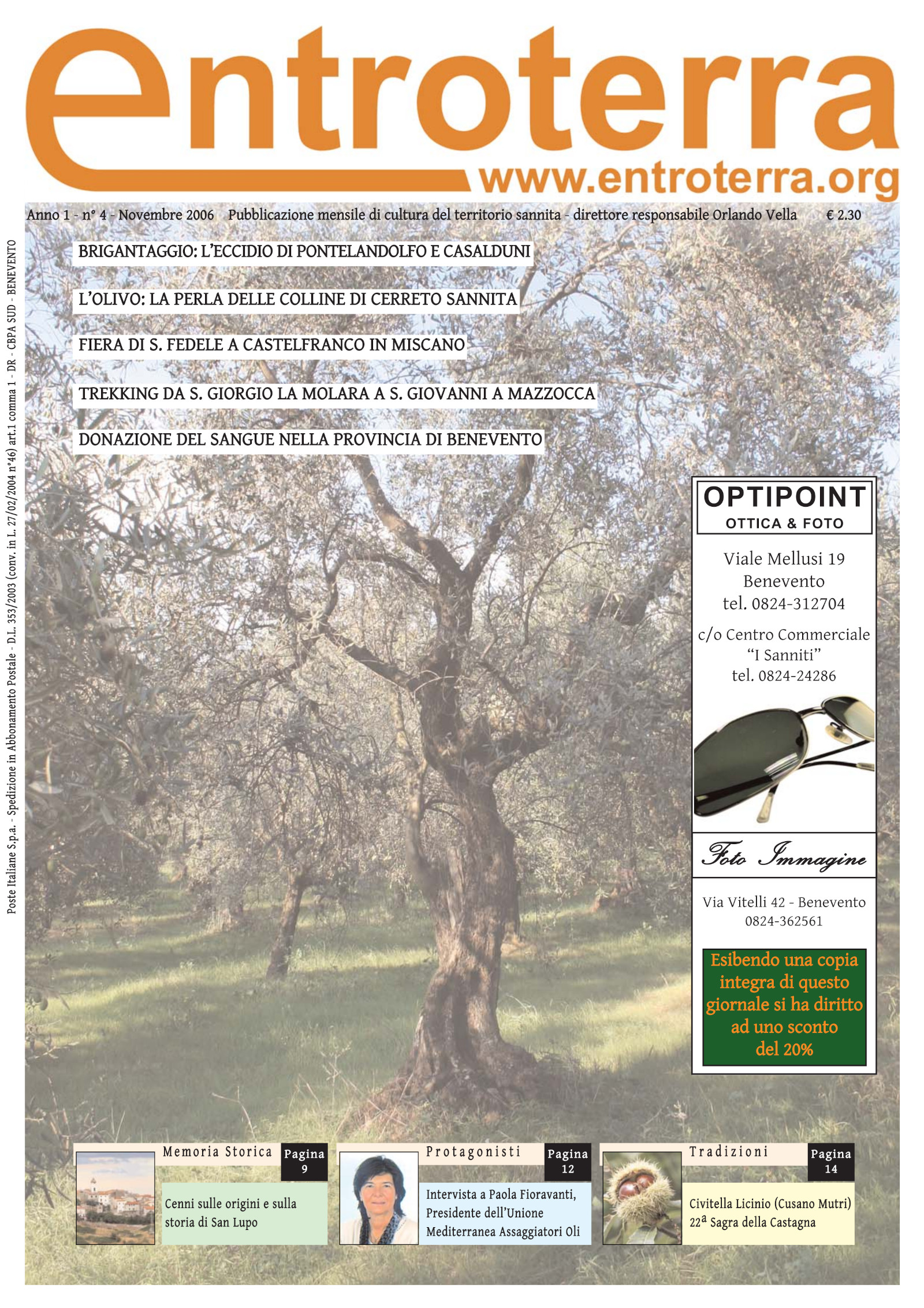 Copertina di Entroterra – anno 1 – n. 4 – novembre 2006