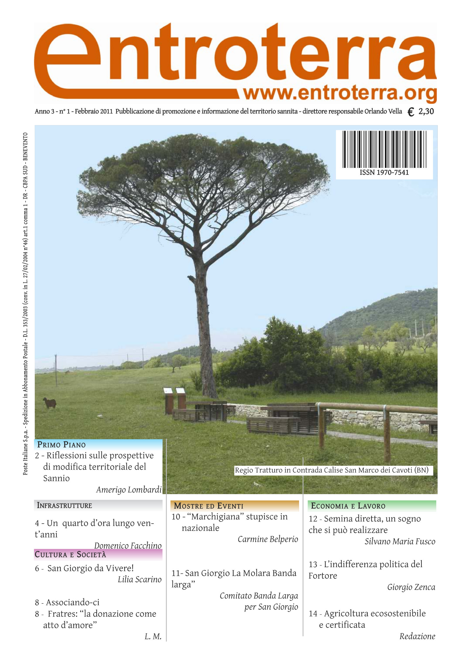 Copertina di Entroterra – anno 3 – n. 1 – febbraio 2011