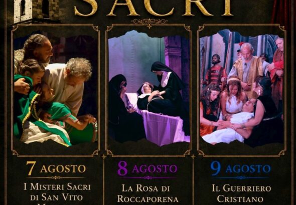 Locandina drammi sacri a Santa Croce del Sannio del 7, 8 e 9 agosto 2026