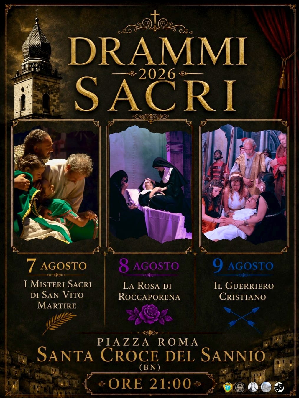 Locandina drammi sacri a Santa Croce del Sannio del 7, 8 e 9 agosto 2026